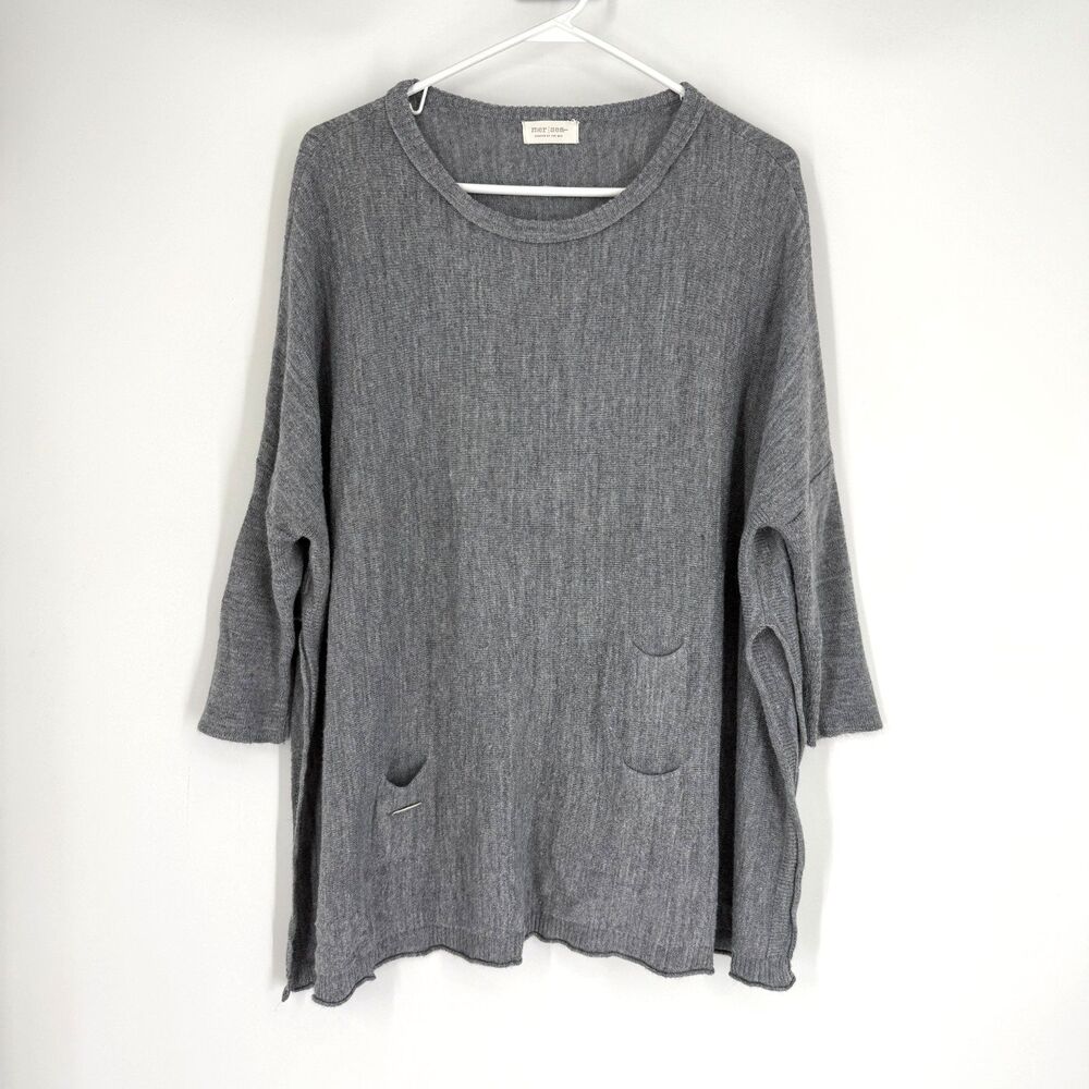 MerSea Catalina Sweater Tunic Micro Pocket Knit Size M/L Flowy Gray Coastal